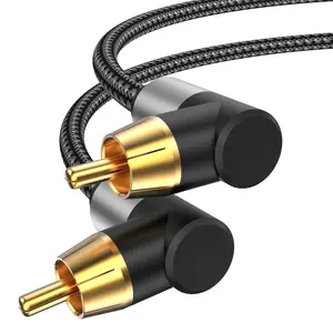 1 Pcs 90 degree HiFi 2RCA Coaxial Audio Cable Hi-End RCA to RCA Male SPDlF Digital Coaxial cable for DVD Projector TV Speaker Amplifie High-Quality Sound Transmission