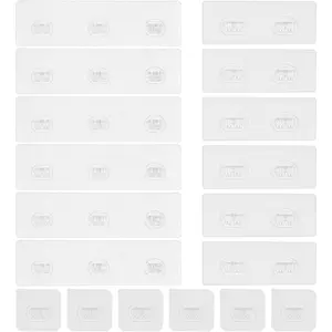 18 Pack Shower Caddy Adhesive Replacement Strong Adhesive Hooks No Drilling Transparent Waterproof Strips for Bathroom Shelves & Kitchen Racks