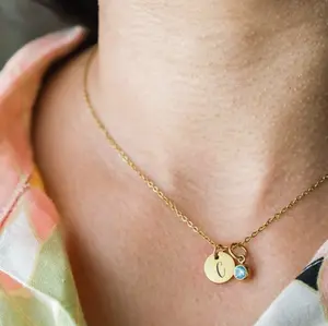 Personalized Birthstone necklace with initial, custom Necklace For Mom, dainty birth month necklace, Everyday Necklace, bridesmaid gift