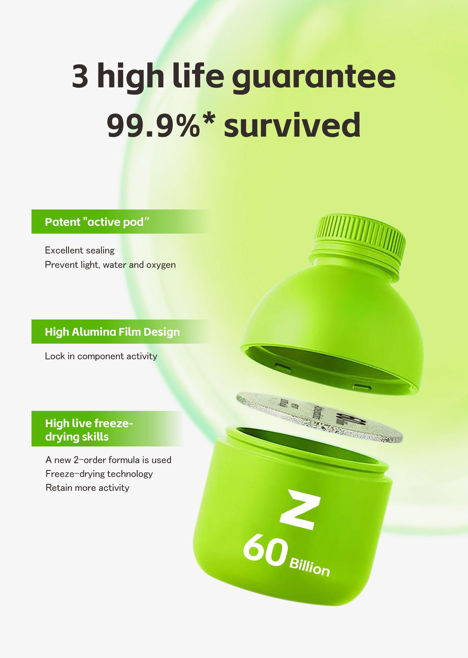 ZOOONE Probiotics[PRO] 60 Billion CFU - 30 Bottles x 0.7oz - Edible, Fitness