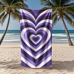 Heart-Shaped Microfiber Beach Towel, Soft Lightweight Quick-Dry Towel with Fun Prints, Perfect for Swimming Pool Travel Outdoor Use