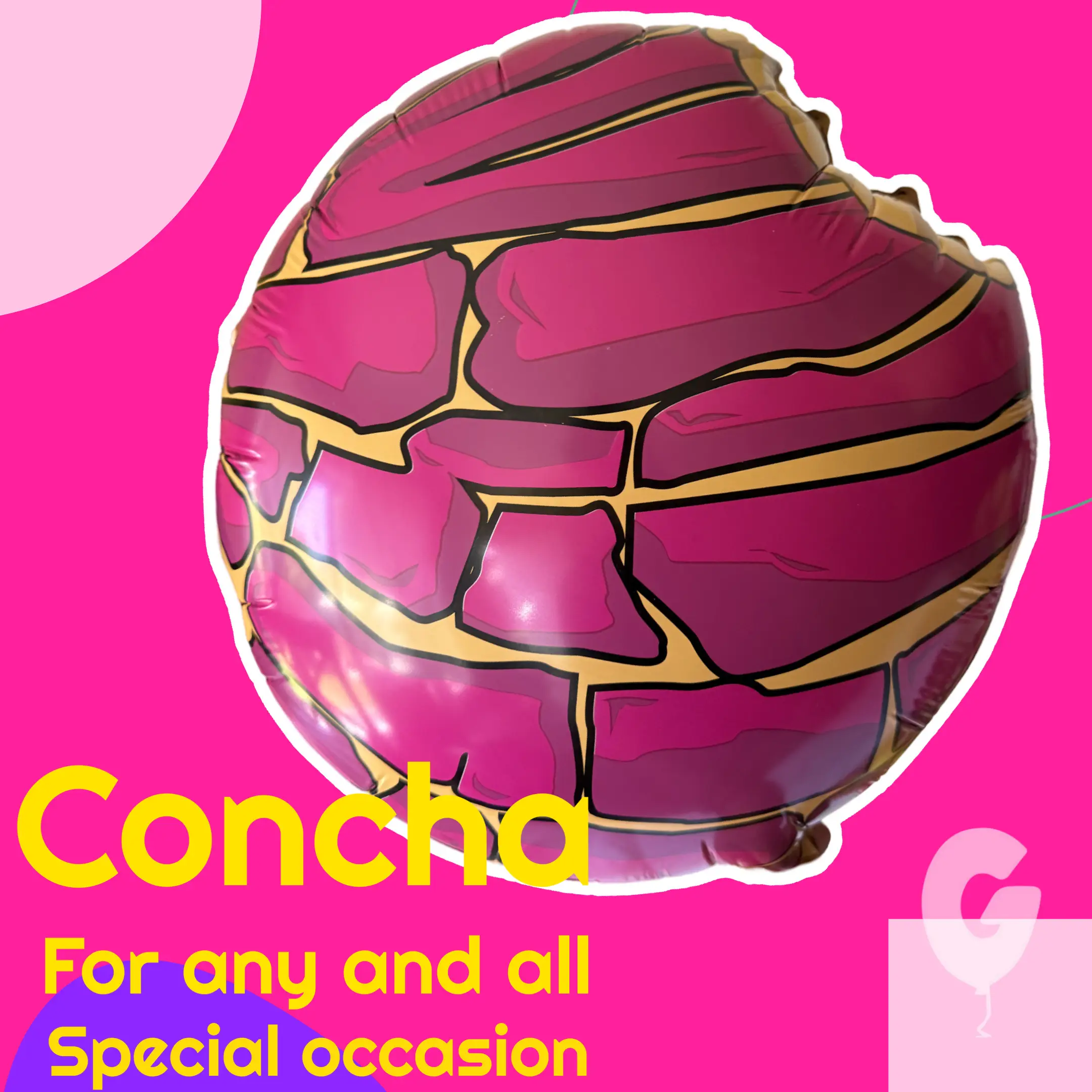 Pan Dulce Concha 18 inch round shape (with a bite) Mylar Balloon