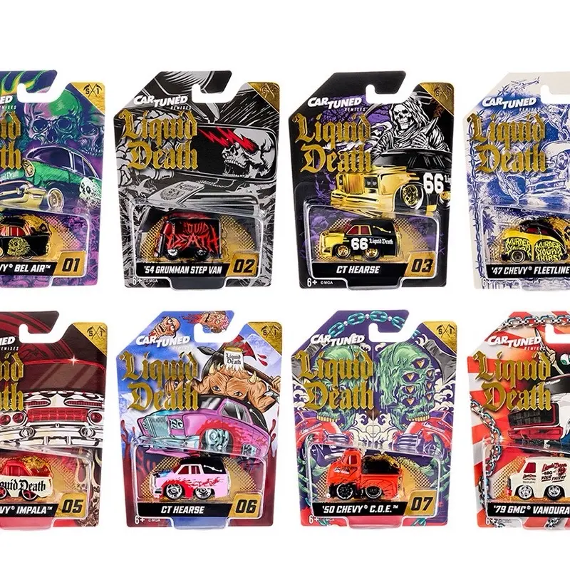 CarTuned 1:64 Liquid Death 2026 Series 1 Assortment of 8 Cars ,Not  Factory Seal Cas