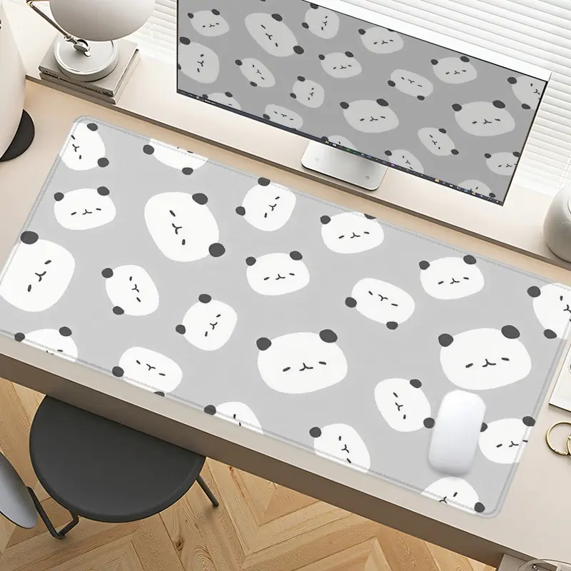 Panda Pattern Mouse Pads Gaming Mouse Pad Extended Mouse Pad Computer Desk Mat with Non - Slip Rubber Base Stitched Edges Surface, Cute Animal Design for PC Gamers, Office Workers & Home Use