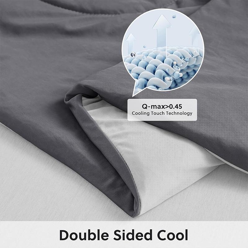Cooling Comforter Q-Max Cooling Fabric Soft Nylon Blend Lightweight Breathable for Hot Sleepers Stay Cool & Dry All Night