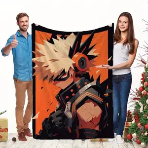Cozy Anime Character Fleece Blanket - Cartoon Flannel Comfy Blankets for Sofa, Office Car Bed, or Camping, All-Season Gift for Anime Fans Boys Girls