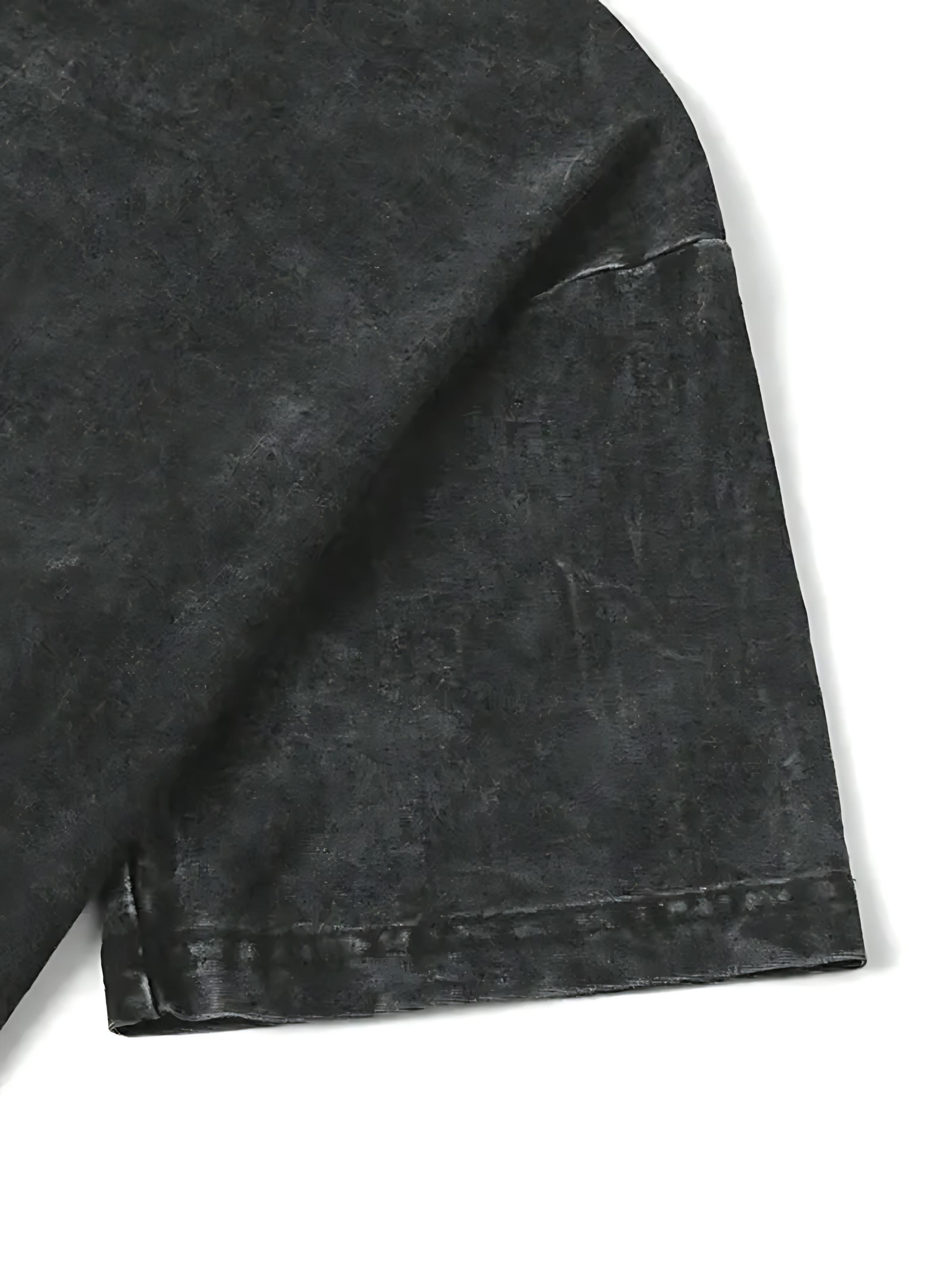 Men's Siah retro-style heavyweight T-shirt with vintage patterns printed on the front and back. Machine washable. Street style.