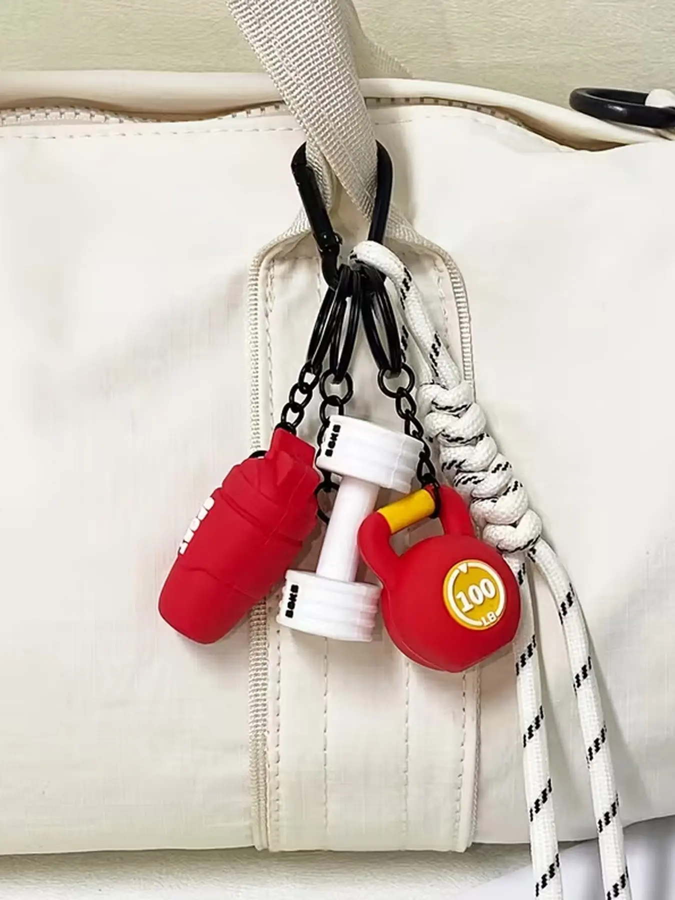 Fitness Enthusiasts Carry Knot Hanging Rope, Dumbbell And Kettlebell Shaped, Can Be Seen At A Glance When Paired With Keys, Practical And Aesthetically Pleasing For Daily Bag Making, Multi Purpose Keychain