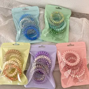 6-Pack Style Phone Cord Scrunchies, Invisible High Elastic Hair Ties, Essential Hair Accessories for Girls, No Trace Hair Bands