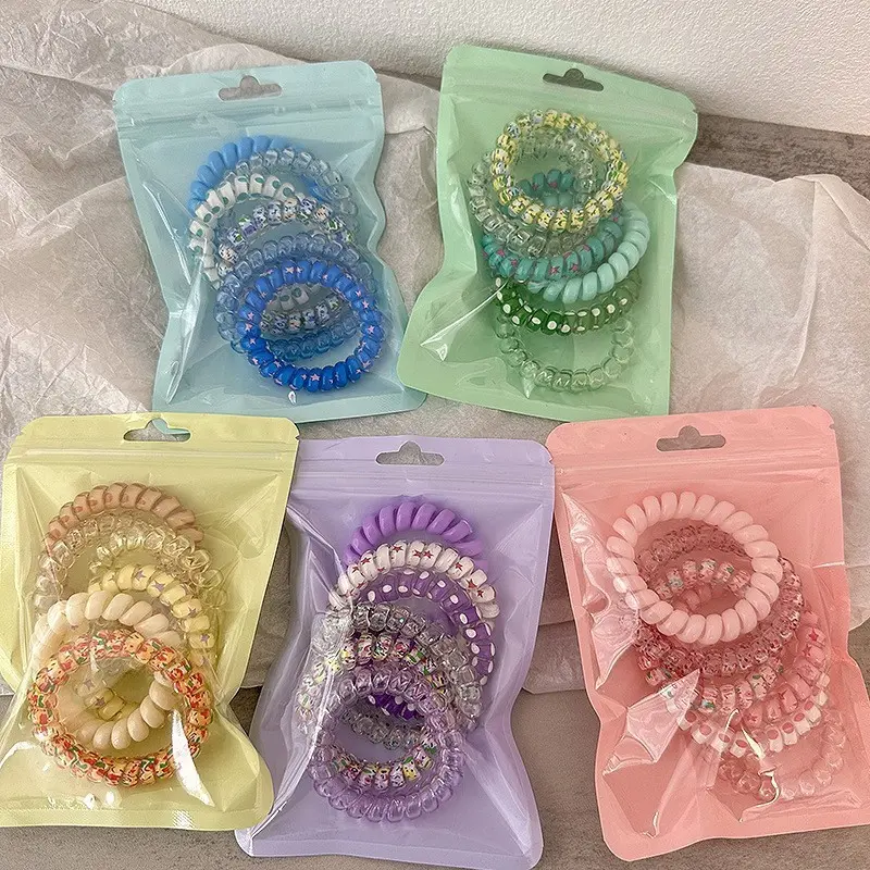 6-Pack Style Phone Cord Scrunchies, Invisible High Elastic Hair Ties, Essential Hair Accessories for Girls, No Trace Hair Bands