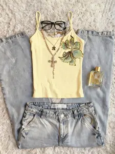 Floral Embroidered Halter Neck Top, Summer Vacation Sexy Backless Tie Short Shirt, Fitted Crop Top, Pop Art Print, Women's Fashion