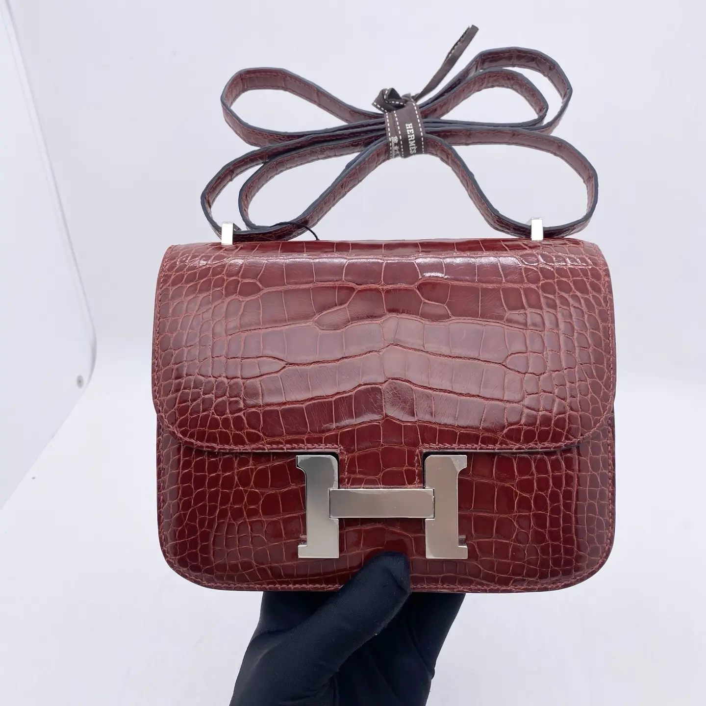 Pre-owned HERMÈS Constance 19 Burgundy Silver Hardware Q Stamp 22865850