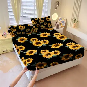 Floral pattern bed sheet set of 3 pieces, Bedsheet sets, 1 bed cover, 2 pillowcases, all season mattress protection cover, soft comfortable deep mouth design, breathable bedding, home decoration, removable