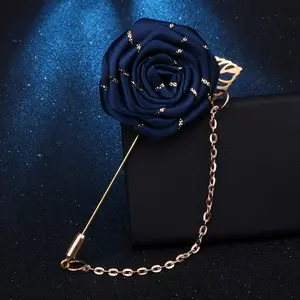 1pc Groom Best Man Wedding Corsage Host Brooch - Fabric Handmade Rose Brooch, Tassel Chain - For Weddings & Formal Events - Perfect Gift for Groomsmen & Wedding Guests