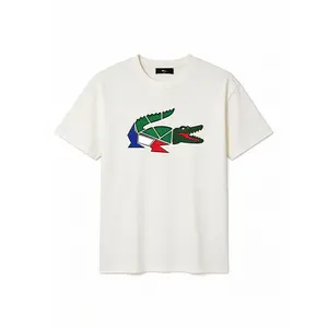 Fashionable trendy T-shirt with a cartoon crocodile design; unisex, suitable for men and women. Men’s short-sleeve crew-neck street-style T-shirt, ideal for spring and summer. Casual and versatile, available as a couple’s matching set. Fashionably loose f