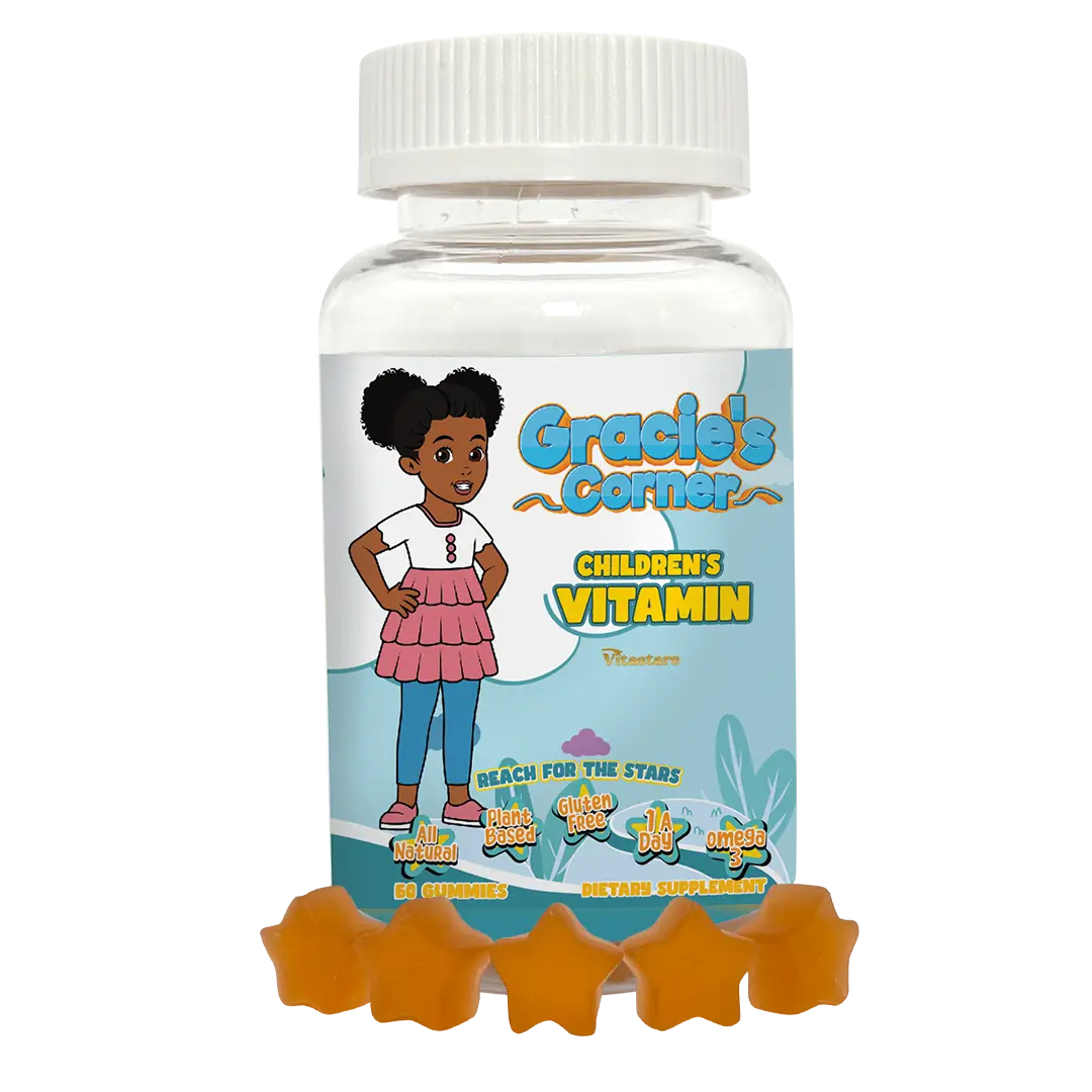 Gracies Corner Stars Gummy Vitamin: All Natural Plant Based w/ Omega 3, Vitamin D, B Complex Vitamins, Zinc, Vitamin C, Selenium, Gluten Free, Allerge