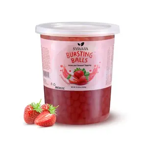 BREXONIC Boba Pearls Popping Bursting Boba, Tapioca Pearls For Bubble Tea (Strawberry , 2 LB 1 Pack)