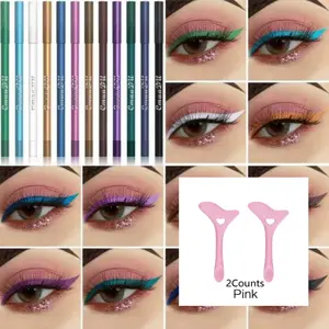 12 Pcs Hot Color Eyeliner Pens + 2 Accessories, Affordable Makeup Set, Ideal for Daily, Party, Stage Looks, Student Friendly