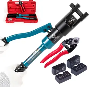 Upgraded Custom  Railing Crimping Tool Hydraulic Crimper Hydraulic Crimping Tool for 1/8" 5/32" 3/16" Stainless Steel  Railing Kit Wire Rope Swaging Kit with Wire  CT01