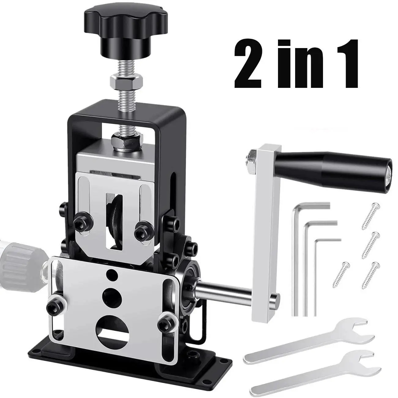 Labor-Saving Cable Stripping Machine, Works with Cordless Drill or Hand Crank, Wide 1–25mm Compatibility, Sturdy Metal Frame Wire Stripper for Outdoor & Workshop Recycling Jobs