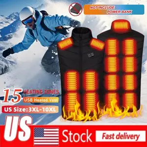 L-7XL Large 15 Zone Heated Vest Men women USB charging smart body warm jacket