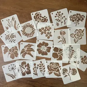 20-Piece Floral & Plant Painting Templates, Reusable Wooden Wall Art Set, DIY Craft Supplies, Perfect for Creative Projects