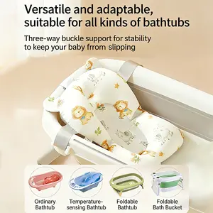 Baby Bath Mat, Non-Slip Baby Float Mattress, Soft Support with Three-Way Buckle, Foldable Floating Net, Universal Fit for All Bathtubs