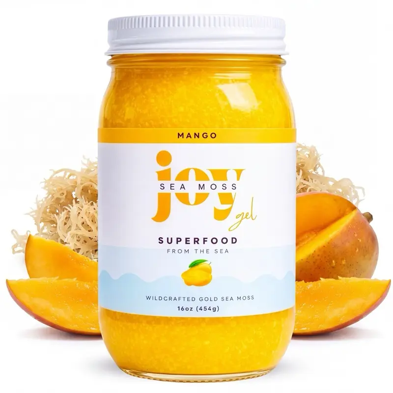Wildcrafted Sea Moss Gel 16 oz | Made in USA | Rich in Vitamins & Minerals | Real Fruit | Nutritional Supplement | Mango