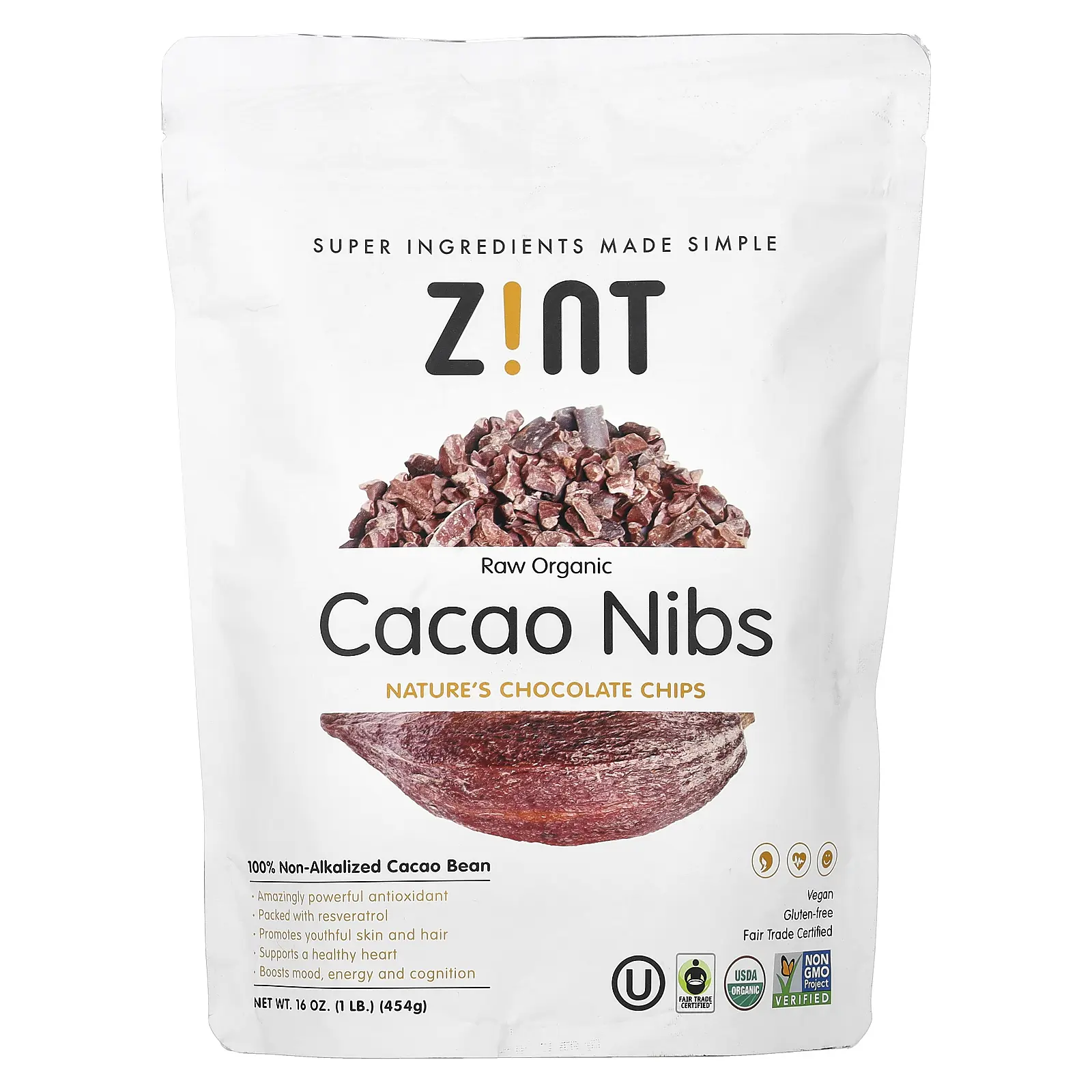 Zint Raw Organic Cacao Nibs, 16 oz (454 g)