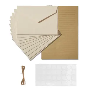 30 piece letter and envelope set - includes 20 kraft paper letters and 10 burlap envelopes, with 1 hemp rope and 1 sticker, suitable for handwritten love letters, graduation anniversaries, birthday cards, and wedding invitations