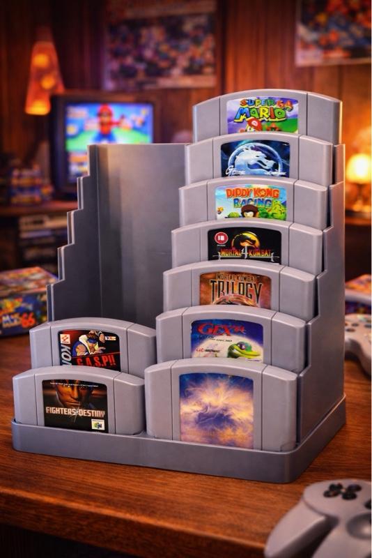 RetroRack N64 12 Slot Cartridge Holder - Durable High-Quality Plastic Organizer for Nintendo 64 Games - Compact Design Saves Space - Easy Access & Clean Display for Retro Gaming Enthusiasts