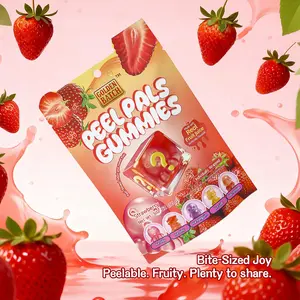 Satisfying Peelable Strawberry Gummies | Double Layer Real Fruit Juice Candy | Halal High VC Chewy Snack