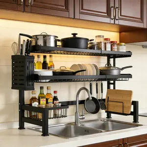 Over The Sink Rectangle Dish Drainer, Kitchen Storage Rack, Space-Saving Above-Sink Kitchen Counter Organizer for Utensils