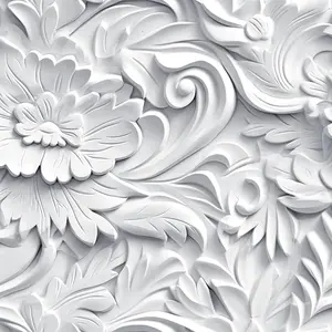 Embossed Wallpaper Peel and Stick Faux 3D Floral Wallpaper 17.5x80 Self Removable Plaster Art Wall Mural Large Flower Off White Contact Paper for Bedroom Living Room Ceiling