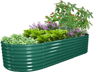 Tramull 8x3x2ft Oval Modular Sturdy Metal Raised Garden Bed