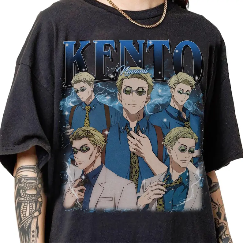 Retro 90s Vintage Kento Nanami Y2K Shirt, Anime Graphic Tee, Vintage Manga Streetwear, JJK Fan Merch Tee, Unisex