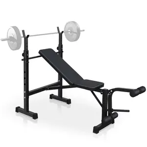 [Fahuac] Olympic Weight Bench with Squat Rack, Adjustable Foldable Bench Press Set for Home Gym Full Body Training