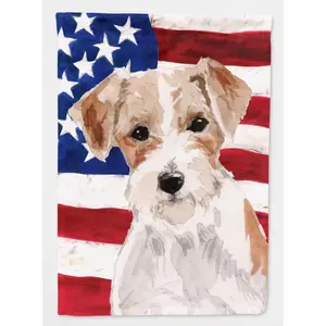Carolines Treasures  Wire Hair Jack Russell Patriotic Flag Canvas House Size