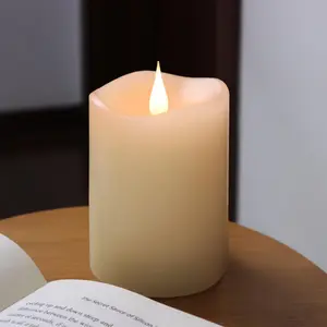 Flameless Candles  Operated with Timer,  Moving Flame Flickering, Last 600+ Hours  Candles, 3" x 4"  Real Wax Electric LED Candle for Wedding Party Decorations