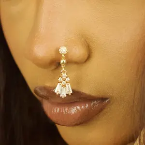 Egyptian Tassle Nose Stud in Surgical Steel 20 Gauge L Shape 7mm x 4mm Hypoallergenic with Case and Pouch