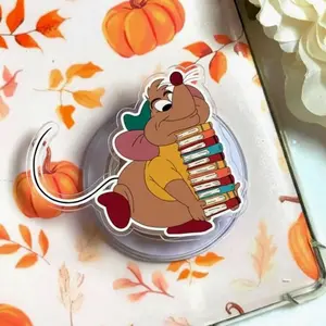 Chubby Mouse Bookish Phone Grip, Aesthetic Little Friend Magsafe Holder for Kindle, Trendy Storybook Mouse eReader Kickstand, Cute Gift for Reader