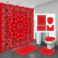 4Pcs Shower Curtain With Rugs