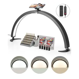 VEVOR Nail Desk Light, 20 W Clip on Half Moon Lash Light with Phone Holder, Adjustable Brightness and Color Temperature, Arched LED Table Lamp for Nail Tech, Tattoo Artists, Beauty, Eyelash ExtensionsVEVOR Super Brand Day