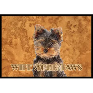 212 MAIN Yorkie Puppy & Yorkshire Terrier Wipe Your Paws Mat - Permanent Dye, Fade-Resistant, Puppy Motif, Rubber Backing, Decorative Indoor Outdoor Rugs, Household Textile