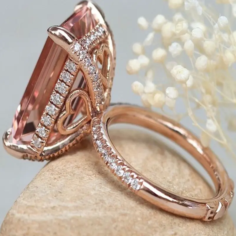 Women's Fashion Ring with Zirconia Stone, Radiant Rectangle Rings, Cubic Zirconia Rings, Jewelry Rings, Elegant Casual Ring, Perfect for Valentine's Day, Vacation, Commuting, Parties, Weddings, Birthdays & More