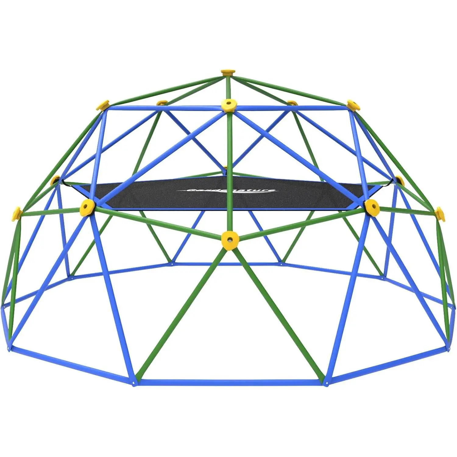 Gardenature 10FT Climbing Dome with Hammock, Outdoor Jungle Gym for Kids, Geometric Dome Climber Supporting 880 Lbs Anti-Rust Metal Outdoor Play Structure ASTM Approved Blue & Green