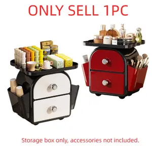 Desktop Three-Layer Storage Box with Drawer, Desktop Organizer Bins, Multi-Functional Cosmetic Organizer, Capsule Coffee Rack, Office Stationery Pen Holder, Desk Accessories
