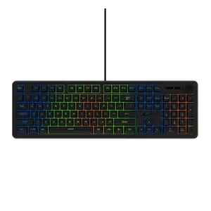 JLab Nightfall Full-Size Wired Gaming Keyboard - Membrane Switches, Zone RGB, 1000Hz, 19-Key Rollover, Media Knob, Spill-Resistant