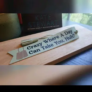 Ravenhood Tyler Leather Bookmark - Licensed Kate Stewart Legacy Series Bookworm Gift Bookmark "Crazy where a day can take you, huh?." Quote spring bookmark