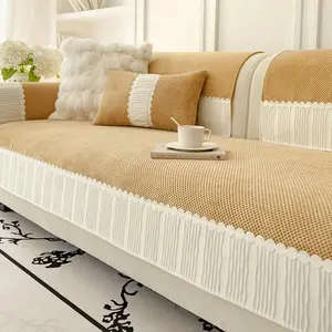 Solid Color Sofa Cover, 1 Count Non-slip Sofa Slipcover, Dustproof Sofa Cushion Cover, Sofa Protector for Home Living Room Bedroom